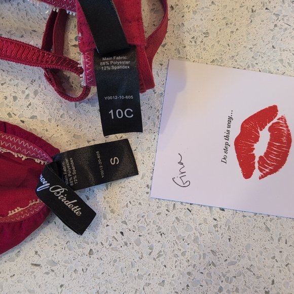 Rare Vintage Honey Birdette Mon Cherie Bra and bottoms set 32C/S - Picture 9 of 9